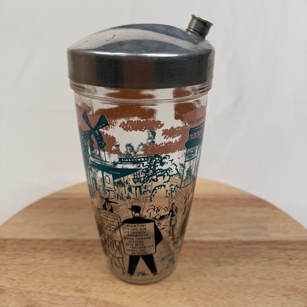 Bloomfield Industries Glass Cocktail Shaker Pink Blue MCM